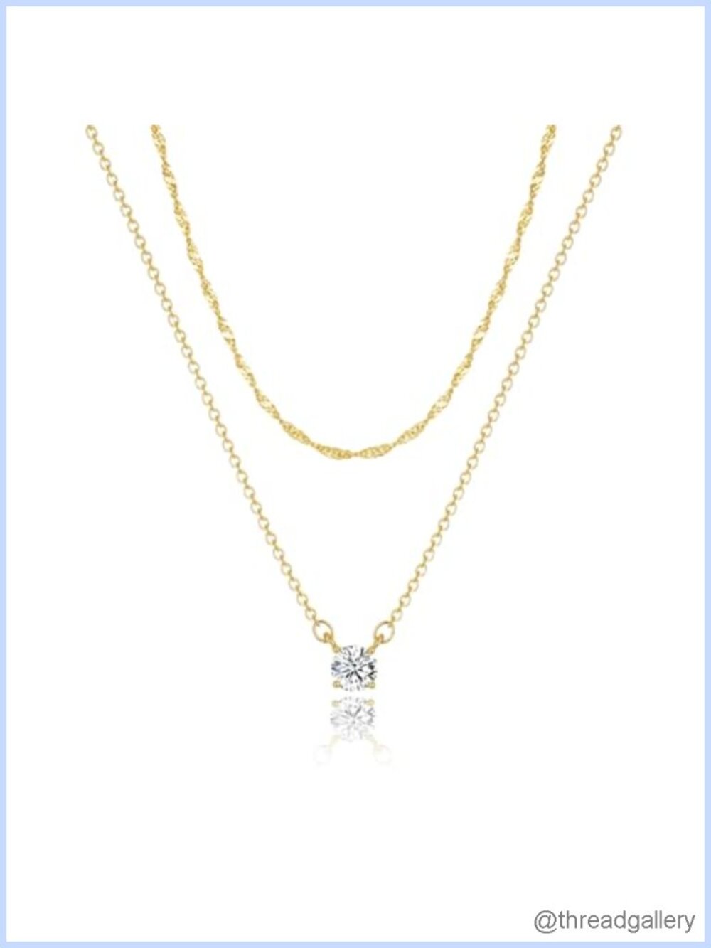 Dainty 14K Gold Plated Cubic Zirconia Pendant Necklace